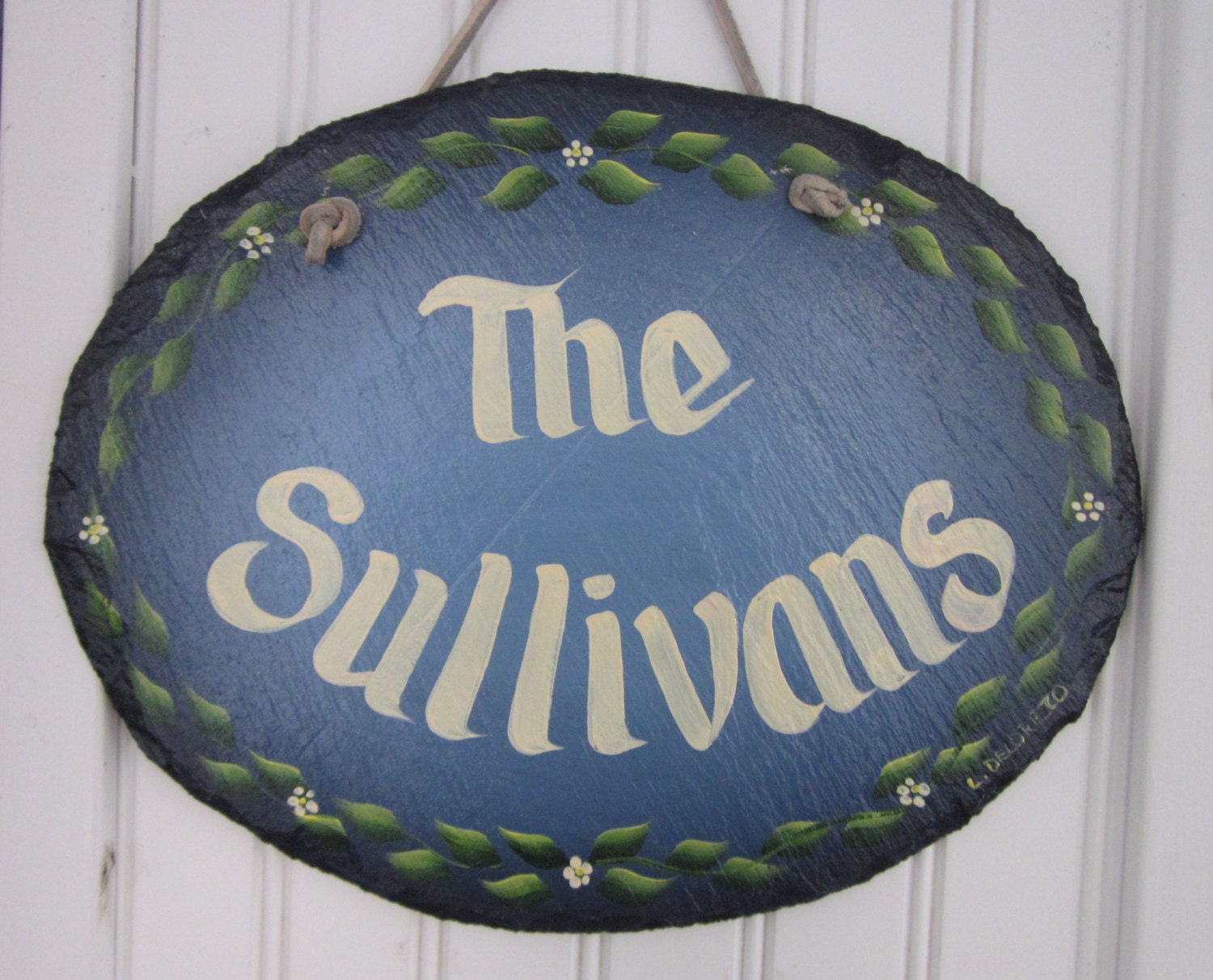 Personalized Hand Painted House Number Family Name Oval Outdoor Welcome Sign