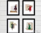 Vintage Fashion Collages - A Set of FOUR Digital Collage Prints -  8x10
