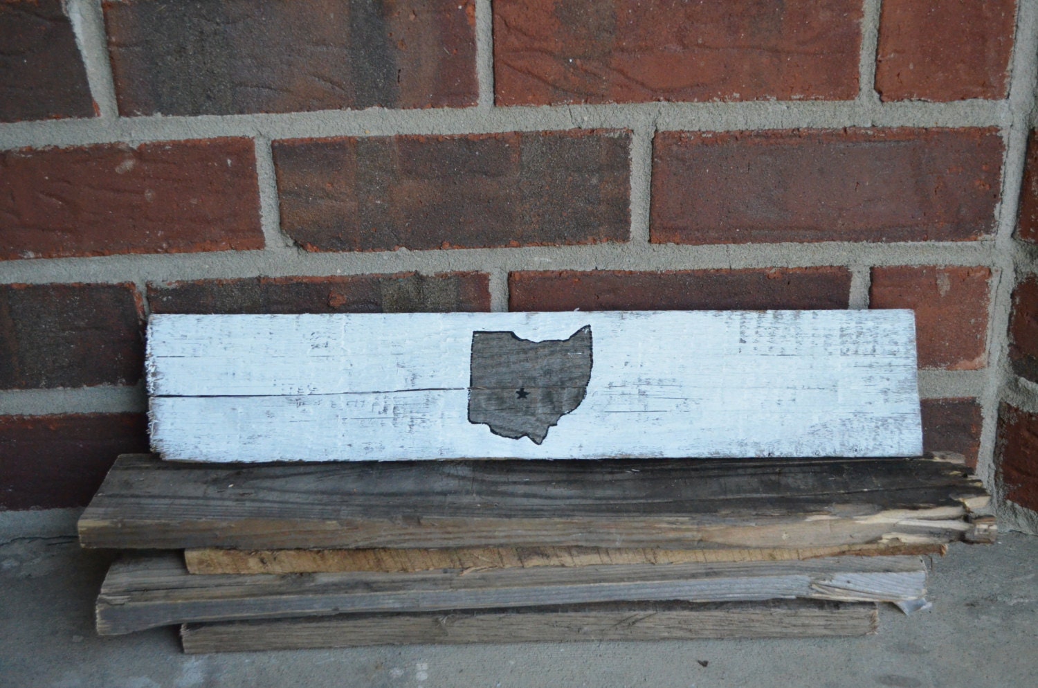 White Ohio Wooden Sign