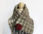 Variegated Cream Noisette Chunky Neckwarmer Neck Warmer Cowl Woman OOAK