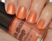 Orange'Ya Glad It's Spring - Delicate orange polish with green sparkly shimmer - by Piper Polish - 5 ml.