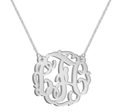Monogram Necklace ACRYLIC SILVER MIRROR Custom  Monogram Initials Personalized  Jewelry     Pendant   Bracelet   Earrings  Keychains