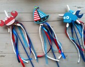 Nautical Sailors Ocean, Under the Sea, Anchor Boat Party Ribbon Wand Set (3)