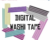 Sale Instant Download Digital Washi Tape Strips in Bright Colorful Swirls - printable digital clipart set