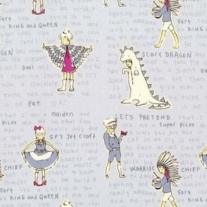Let's Pretend Fabric - Sarah Jane for Michael Miller - Act It Out in Grey - Half Yard