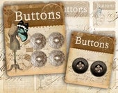 Printable vintage button cards Digital collage sheet Paper craft Paper goods Instant download - BUTTON CARDS