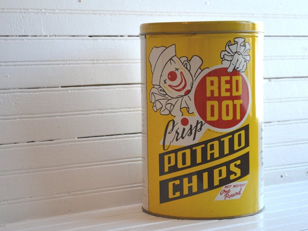 Vintage Red Dot Potato Chip Tin