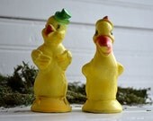 Early Vintage Chalkware Easter Duck and Chick, Spring, Easter