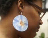 New Handpainted Sky Blue Poppy Inspired Poppy Watercolor Earrings