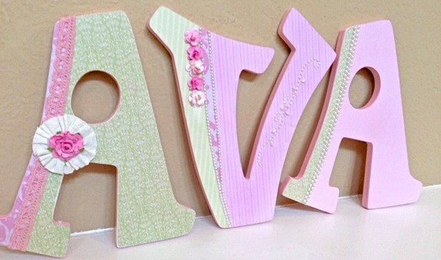 Custom Wooden Nursery Letters- Personalized Name- Baby Name- Girl Room Decor -Painted Wall Hanging Art- The Rugged Pearl