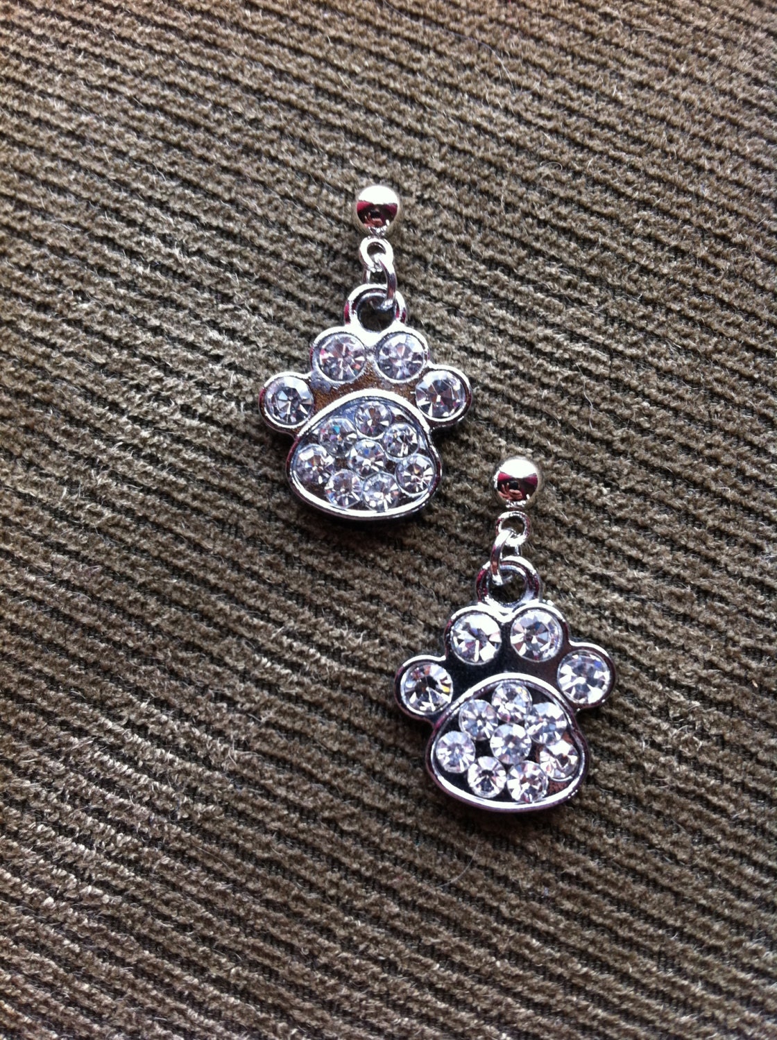 Rhinestone Paw Print Earrings