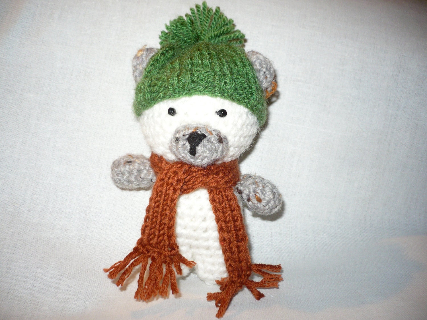 Toy teddy bear crochet  amigurumi handmade natural gift for children FREE SHIPPING