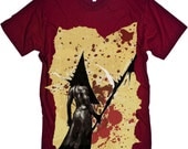 Silent Hill Pyramid Head on Parchment (cranberry) MENS American Apparel Tshirt