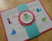 Under the Sea, Sea, Beach, Baby Shower, Birthday, Handmade Invitation, Boy or Girl