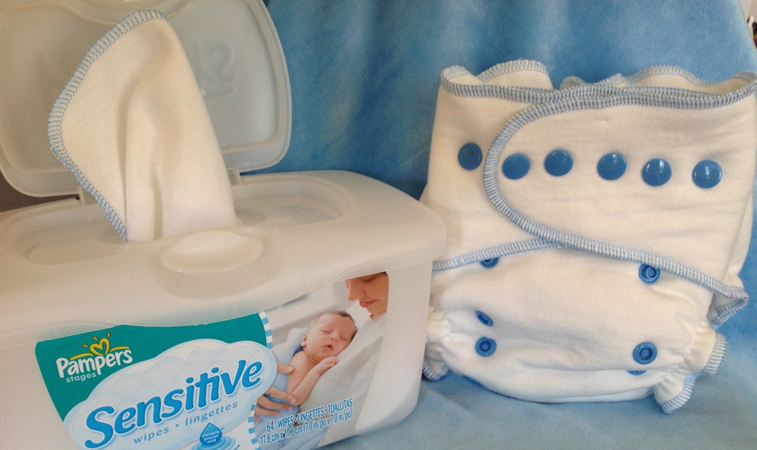 Organic Fitted Cloth Diaper One Size with 12 Wipes