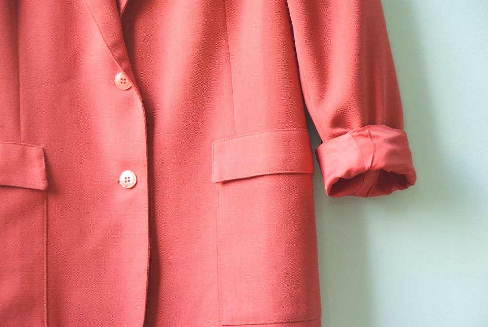 Vintage salmon pink women's blazer jacket