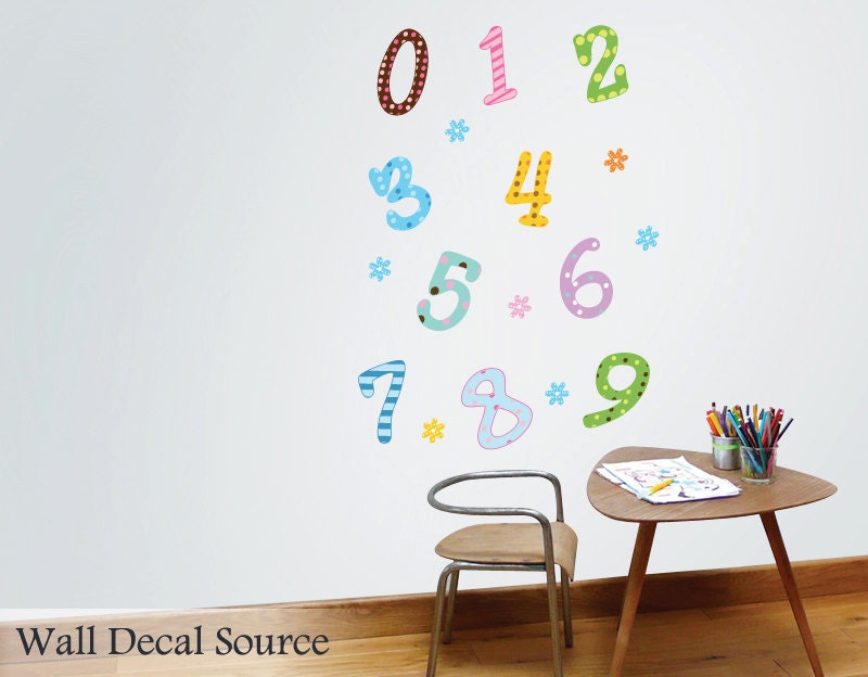 Number Wall Decals - 123 Wall Decal - Flower Wall Decals - Kids Wall Decal