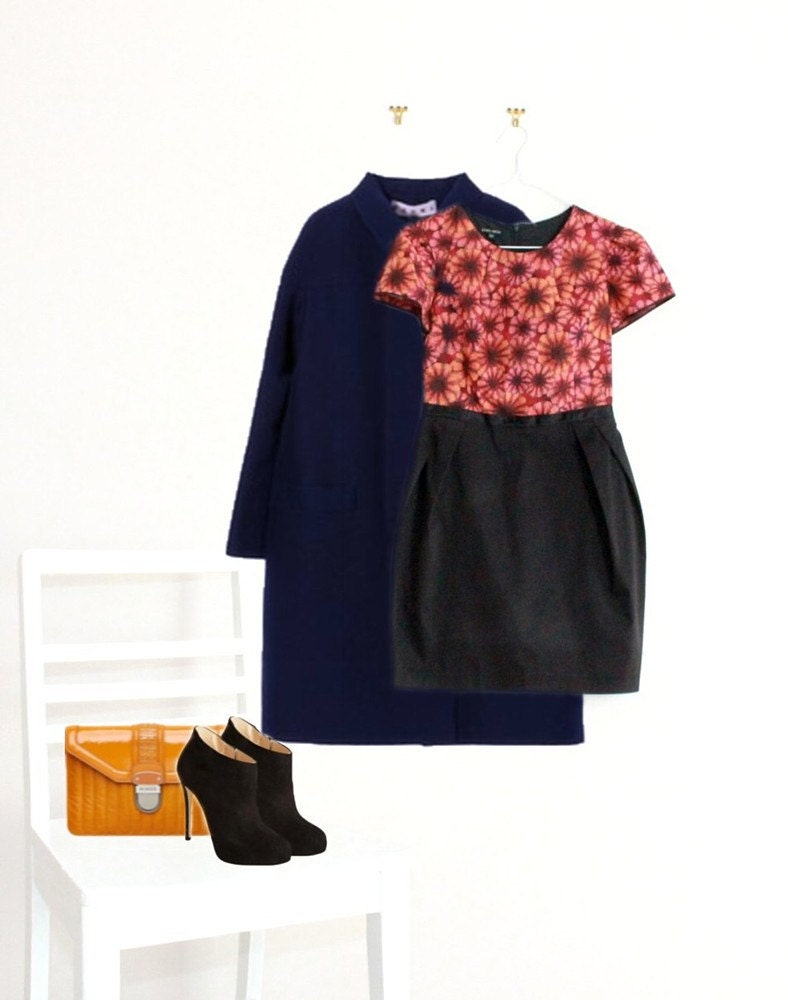 PETITES - EXTRA SMALL Maroon and Black Tulip Dress with Pleated Cap Sleeve