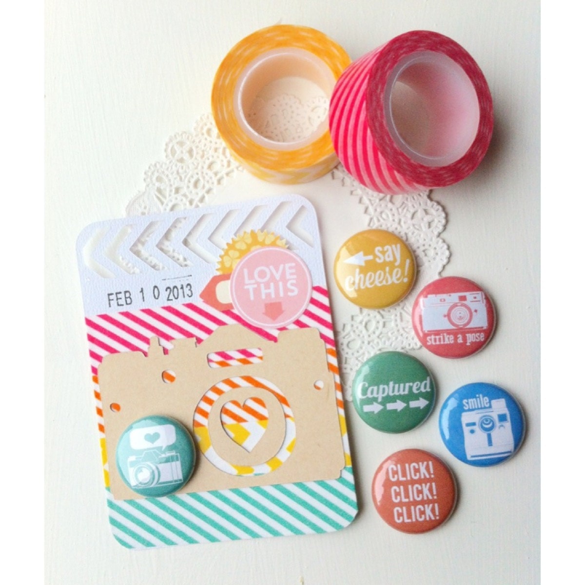 Set of 6 Snapshot Flair Craft Badges Pins