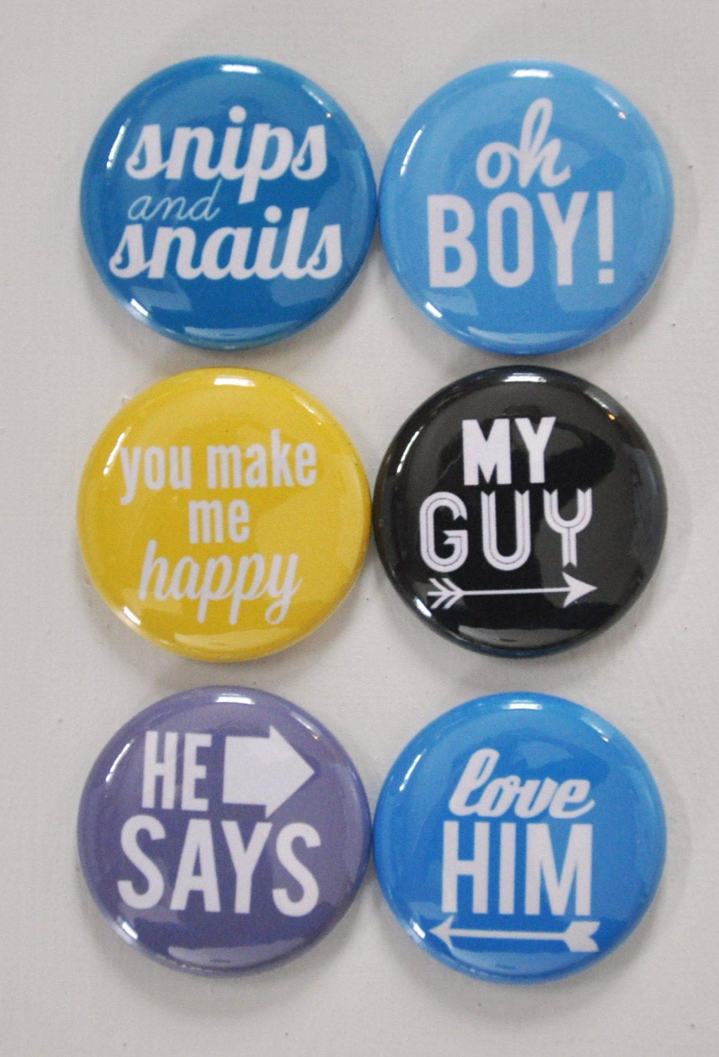 Set of 6 Boy Themed Flair Craft Badges Pins