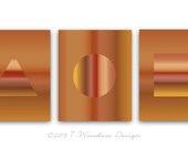 Geometric Modern Wall Art  Triangle Circle Square Set of (3) 8" x 10"  Burnt Brown Dandelion Digital Fine Art Home Decor