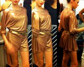 Metallic Copper Gold Glam Celebrity Dolman Sleeve Tunic Top Size XS - S - M - L