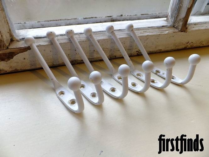 6 Shabby Chic White Coat Hooks Double Wall Hangers Rack Towel Hook Metal Hardware
