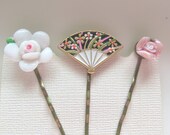 Fan and Flower Bobby Pins
