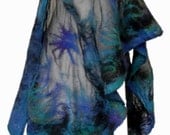 nuno felted silk scarf shawl wrap BAIKAL handmade, silk, wool, silk fibers, eco fashion by Kantorysinska