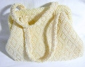 Beaded Vintage Purse (Handbag) Cream and White