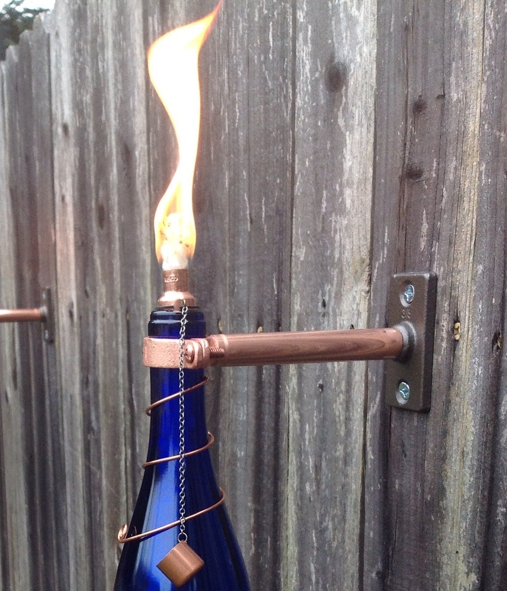 Set Of 8 Copper Wine Bottle Tiki Torch Mounting Hardware Kits - Hanging Lantern, Hurricane Lantern, Outdoor Lighting, Oil lamp