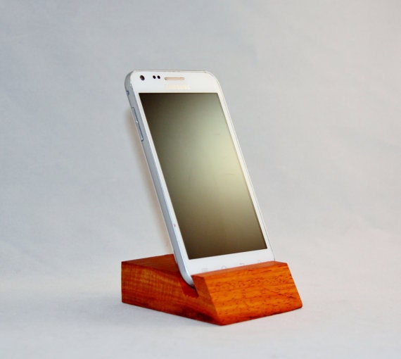 Wood Phone Stand Exotic African Padauk Solid Hardwood Fits iPod iPhone, Samsung Galaxy S2 S3 S4 Android - RobsRustics