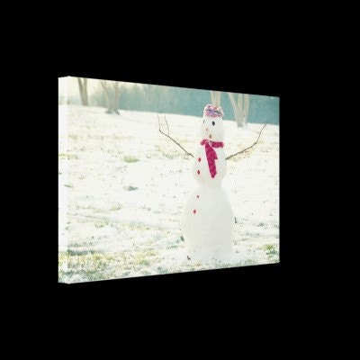 But, Snowmen Can't Talk - 16x20 Printed Canvas wrap,  art,  nature,  photography, Snowman, Winter, Snow, landscape,