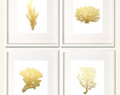 Art Print 24K Gold Original Seaweed Painting on Paper 8.5x11 by Jennifer Latimer