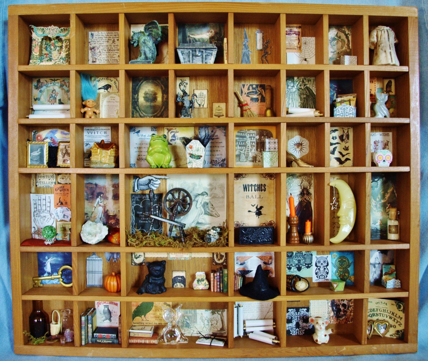 Witch Shadowbox Miniatures Display Wall Art Made From New Vintage Upcycled Handcrafted