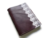 Maroon Leather & Lace Journal - Handbound Blank Notebook - Beautiful Handstitched Diary - First Anniversary Paper Gift