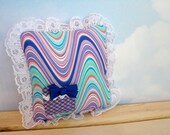Tooth Fairy Pillow, Girls Turquoise Blue Pink Purple Lace Trimmed Tooth Fairy Pillow