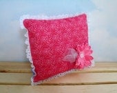 Hot Pink Tooth Fairy Pillow, Girls Tooth Fairy Pillow Lace Trim