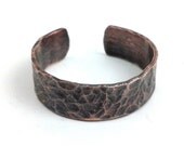 Rustic Copper Ring Adjustable Wide Band Unisex Textured Hammered Timeworn Primitive Antique Patina Rustic Earthy Organic Forged Tree Nature