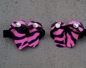 Hot Pink Zebra Printed Flip Flop Hair Bows in sold in pairs