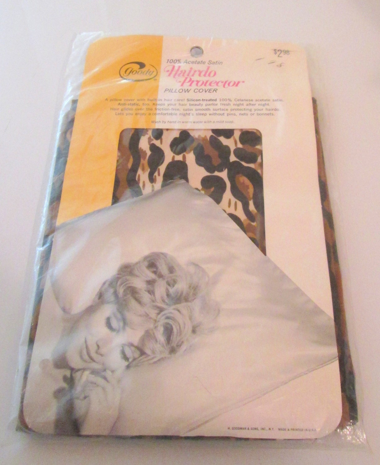 Vintage Goody Hair Protector Pillow Case in Leopard Print - New in Package, Never Opened