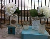 LACE WEDDING DECOR. 12 Vintage Lace Mason Jars lanterns/vases. Head Table Decor, Wedding Centerpieces Wholesale