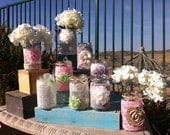 SHABBY CHIC WEDDING Decor. 18 Vintage Lace Mason Jars lanterns/vases. Head Table Decor, Wholesale Wedding Centerpieces