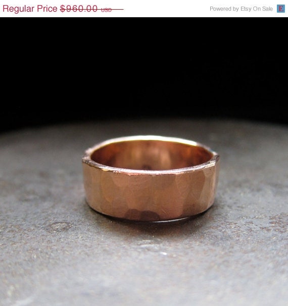 10% OFF 14k rose gold custom wedding band, 8 mm