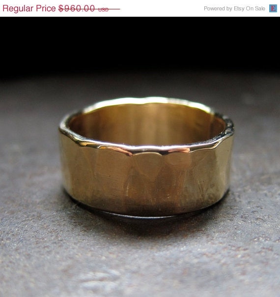 10% OFF 14k yellow gold custom wedding band, 8 mm