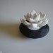 White Succulent Sculpture, Modern Faceted Geometric Container, Desktop Office Decor, Tabletop