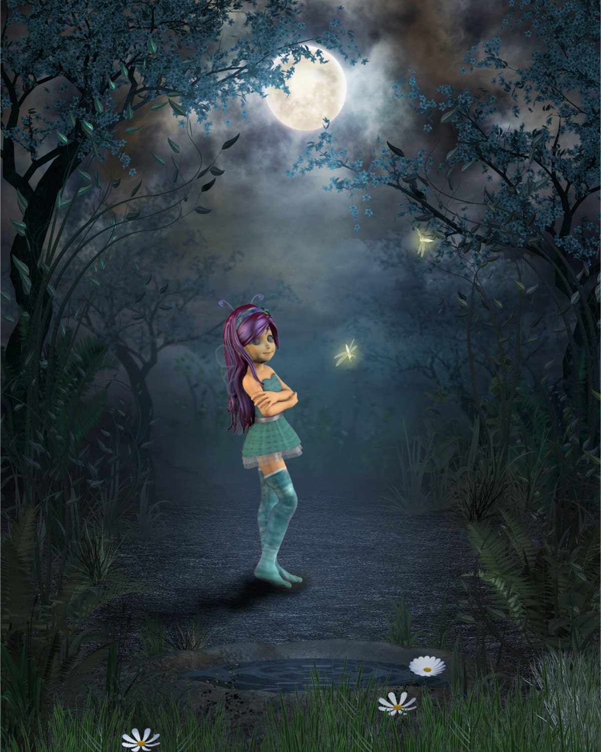 Fairy Children's Illustration Print - 8 x 10 Digital Illustration - Fine Art Decor