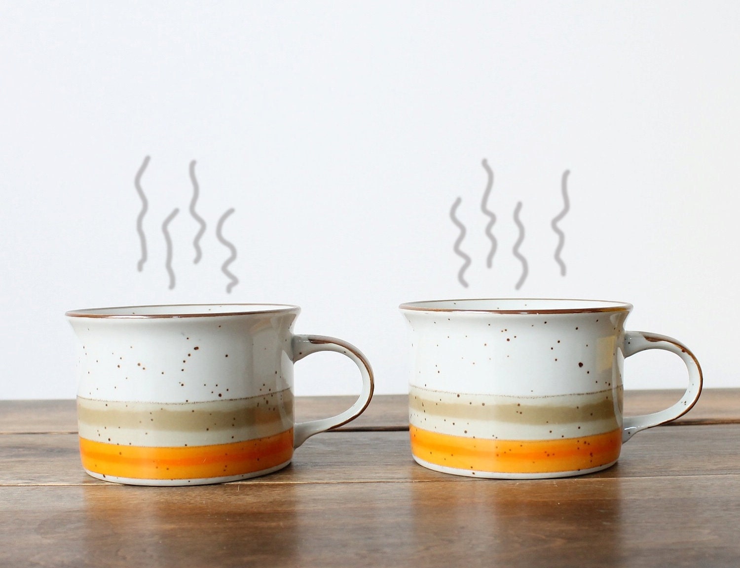 Vintage Ceramic Mugs - Mid Century, Modern, Retro, Fall, Winter