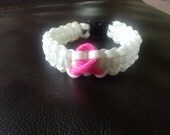 8'' white breast cancer survival bracelet