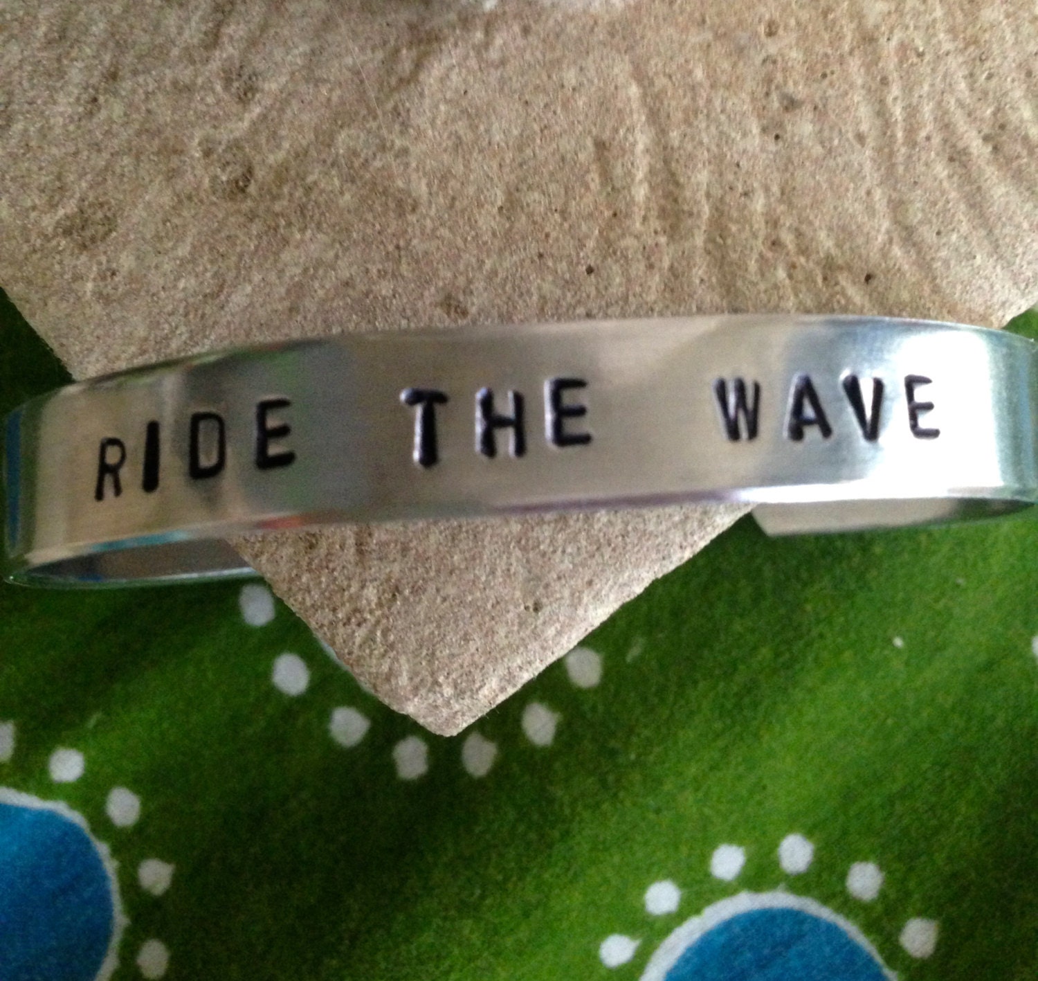 Ride the Wave Hand Stamped Cuff Bracelet